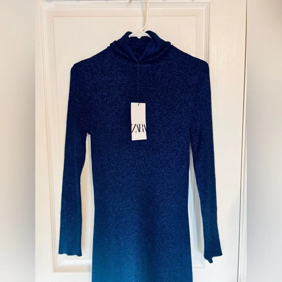 Zara Royal Blue Shimmering Long Sleeve Dress Zara Royal Blue Shimmering Long Sleeve Dress